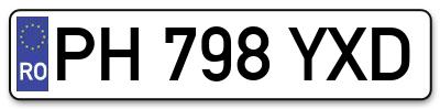 Placuta inmatriculare numar auto  PH-798-YXD, PH 798 YXD, PH798YXD