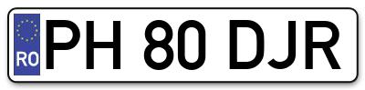 Placuta inmatriculare numar auto  PH-80-DJR, PH 80 DJR, PH80DJR