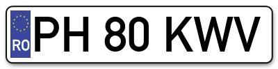 Placuta inmatriculare numar auto  PH-80-KWV, PH 80 KWV, PH80KWV