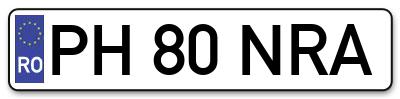 Placuta inmatriculare numar auto  PH-80-NRA, PH 80 NRA, PH80NRA
