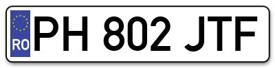 Placuta inmatriculare numar auto  PH-802-JTF, PH 802 JTF, PH802JTF
