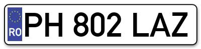 Placuta inmatriculare numar auto  PH-802-LAZ, PH 802 LAZ, PH802LAZ