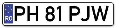 Placuta inmatriculare numar auto  PH-81-PJW, PH 81 PJW, PH81PJW