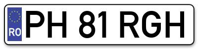 Placuta inmatriculare numar auto  PH-81-RGH, PH 81 RGH, PH81RGH