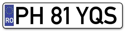 Placuta inmatriculare numar auto  PH-81-YQS, PH 81 YQS, PH81YQS