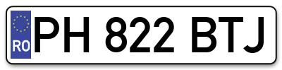 Placuta inmatriculare numar auto  PH-822-BTJ, PH 822 BTJ, PH822BTJ