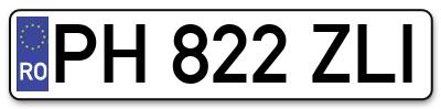 Placuta inmatriculare numar auto  PH-822-ZLI, PH 822 ZLI, PH822ZLI