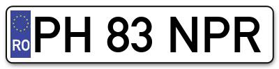 Placuta inmatriculare numar auto  PH-83-NPR, PH 83 NPR, PH83NPR