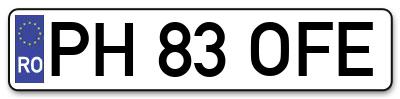 Placuta inmatriculare numar auto  PH-83-OFE, PH 83 OFE, PH83OFE
