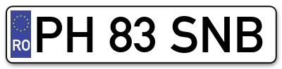 Placuta inmatriculare numar auto  PH-83-SNB, PH 83 SNB, PH83SNB