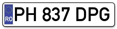 Placuta inmatriculare numar auto  PH-837-DPG, PH 837 DPG, PH837DPG