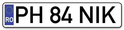 Placuta inmatriculare numar auto  PH-84-NIK, PH 84 NIK, PH84NIK