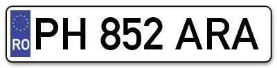 Placuta inmatriculare numar auto  PH-852-ARA, PH 852 ARA, PH852ARA