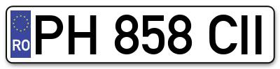 Placuta inmatriculare numar auto  PH-858-CII, PH 858 CII, PH858CII