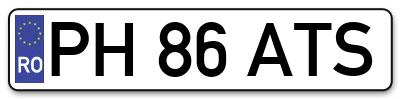 Placuta inmatriculare numar auto  PH-86-ATS, PH 86 ATS, PH86ATS