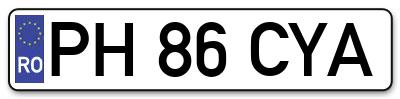 Placuta inmatriculare numar auto  PH-86-CYA, PH 86 CYA, PH86CYA