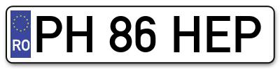 Placuta inmatriculare numar auto  PH-86-HEP, PH 86 HEP, PH86HEP