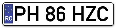 Placuta inmatriculare numar auto  PH-86-HZC, PH 86 HZC, PH86HZC