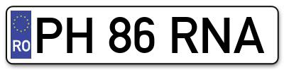 Placuta inmatriculare numar auto  PH-86-RNA, PH 86 RNA, PH86RNA