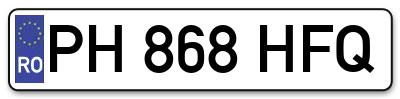 Placuta inmatriculare numar auto  PH-868-HFQ, PH 868 HFQ, PH868HFQ
