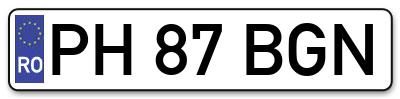 Placuta inmatriculare numar auto  PH-87-BGN, PH 87 BGN, PH87BGN