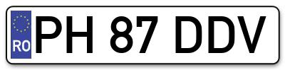 Placuta inmatriculare numar auto  PH-87-DDV, PH 87 DDV, PH87DDV