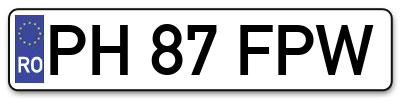 Placuta inmatriculare numar auto  PH-87-FPW, PH 87 FPW, PH87FPW