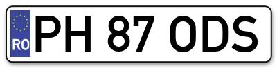 Placuta inmatriculare numar auto  PH-87-ODS, PH 87 ODS, PH87ODS