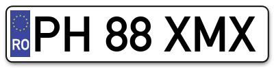 Placuta inmatriculare numar auto  PH-88-XMX, PH 88 XMX, PH88XMX