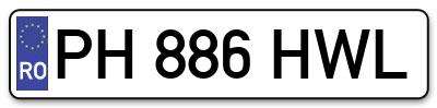Placuta inmatriculare numar auto  PH-886-HWL, PH 886 HWL, PH886HWL