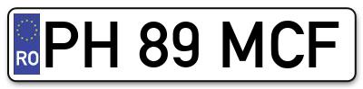 Placuta inmatriculare numar auto  PH-89-MCF, PH 89 MCF, PH89MCF