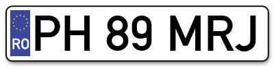 Placuta inmatriculare numar auto  PH-89-MRJ, PH 89 MRJ, PH89MRJ