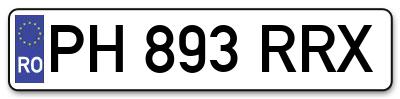 Placuta inmatriculare numar auto  PH-893-RRX, PH 893 RRX, PH893RRX