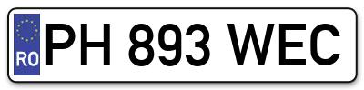 Placuta inmatriculare numar auto  PH-893-WEC, PH 893 WEC, PH893WEC