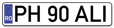Placuta inmatriculare numar auto  PH-90-ALI, PH 90 ALI, PH90ALI