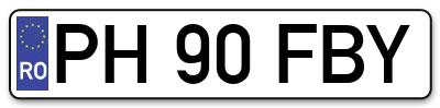 Placuta inmatriculare numar auto  PH-90-FBY, PH 90 FBY, PH90FBY