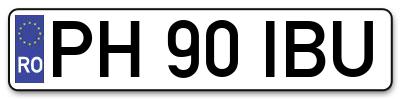 Placuta inmatriculare numar auto  PH-90-IBU, PH 90 IBU, PH90IBU
