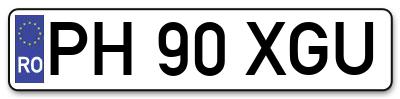 Placuta inmatriculare numar auto  PH-90-XGU, PH 90 XGU, PH90XGU