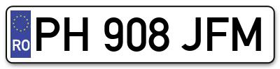 Placuta inmatriculare numar auto  PH-908-JFM, PH 908 JFM, PH908JFM