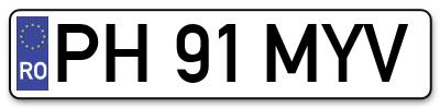 Placuta inmatriculare numar auto  PH-91-MYV, PH 91 MYV, PH91MYV
