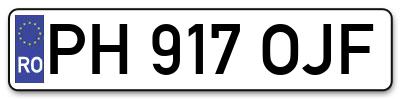 Placuta inmatriculare numar auto  PH-917-OJF, PH 917 OJF, PH917OJF