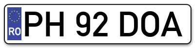Placuta inmatriculare numar auto  PH-92-DOA, PH 92 DOA, PH92DOA