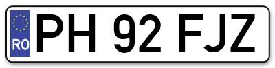 Placuta inmatriculare numar auto  PH-92-FJZ, PH 92 FJZ, PH92FJZ