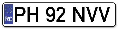Placuta inmatriculare numar auto  PH-92-NVV, PH 92 NVV, PH92NVV