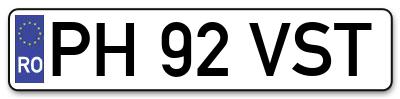 Placuta inmatriculare numar auto  PH-92-VST, PH 92 VST, PH92VST