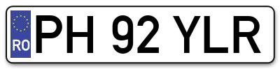 Placuta inmatriculare numar auto  PH-92-YLR, PH 92 YLR, PH92YLR