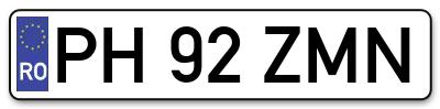 Placuta inmatriculare numar auto  PH-92-ZMN, PH 92 ZMN, PH92ZMN