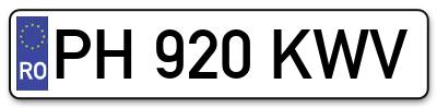 Placuta inmatriculare numar auto  PH-920-KWV, PH 920 KWV, PH920KWV