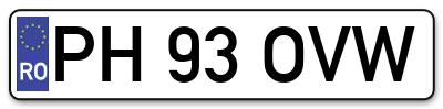 Placuta inmatriculare numar auto  PH-93-OVW, PH 93 OVW, PH93OVW