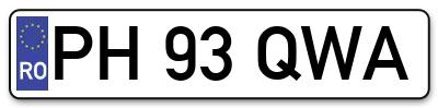 Placuta inmatriculare numar auto  PH-93-QWA, PH 93 QWA, PH93QWA